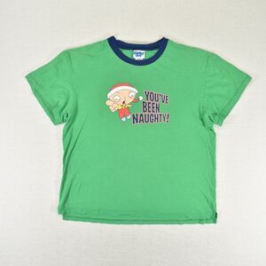 Vintage Family Guy Stewie T Shirt Womens Small Green Christmas Ringer Graphic